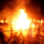 Bonfires lighting up Alicante during the Fiestas de San Juan, Spain’s summer solstice celebration