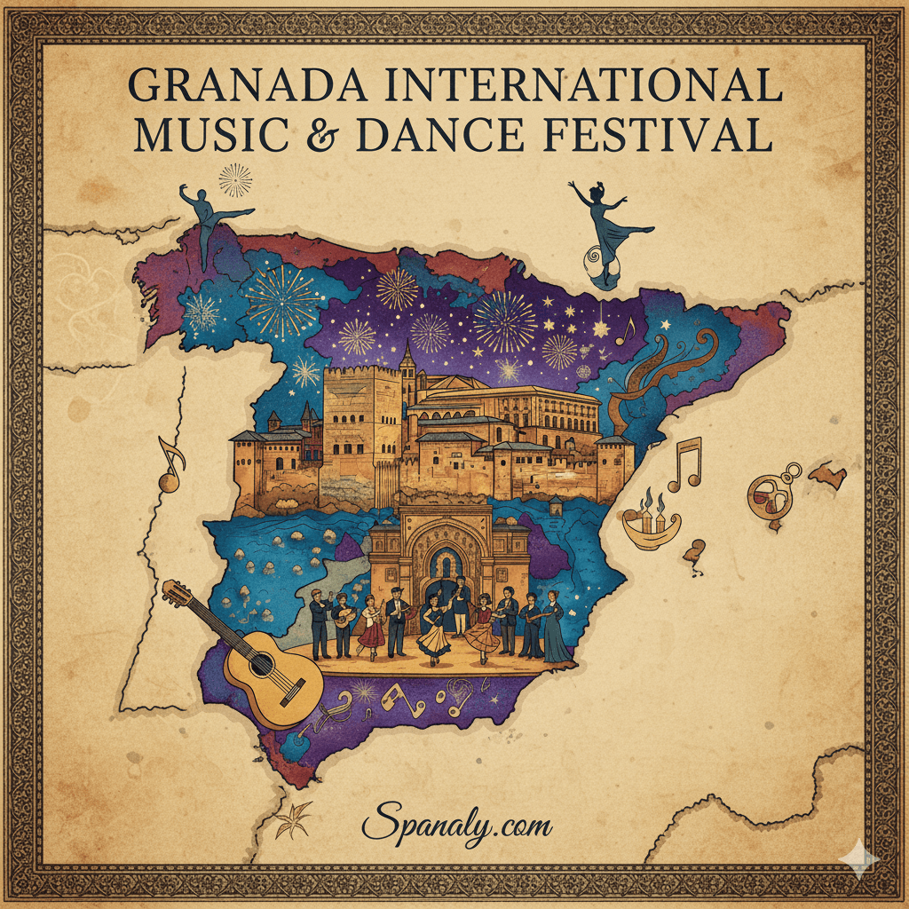 Performance stage at the Granada International Music and Dance Festival - Held in the Alhambra Palace area