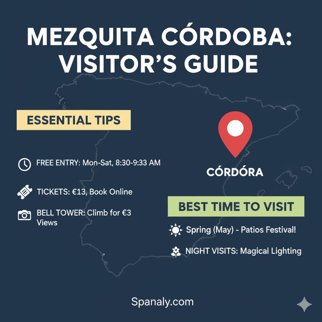 Mezquita de Córdoba travel guide with Spain map and visitor tips for the Mosque-Cathedral by Spanaly.com