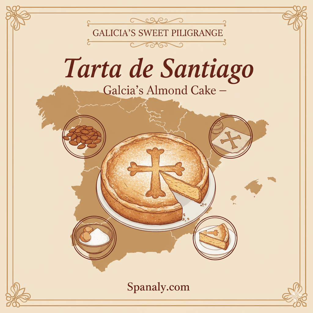 Tarta de Santiago, a traditional almond cake