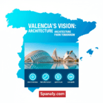 City of Arts and Sciences Valencia Visitor Guide - Futuristic Architecture Infographic by Spanaly.com with Spain Map Background and Travel Tips