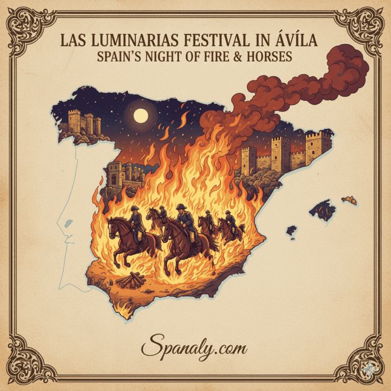 Horses jumping through bonfires at Las Luminarias festival in Ávila - Spanish Night of Fire tradition