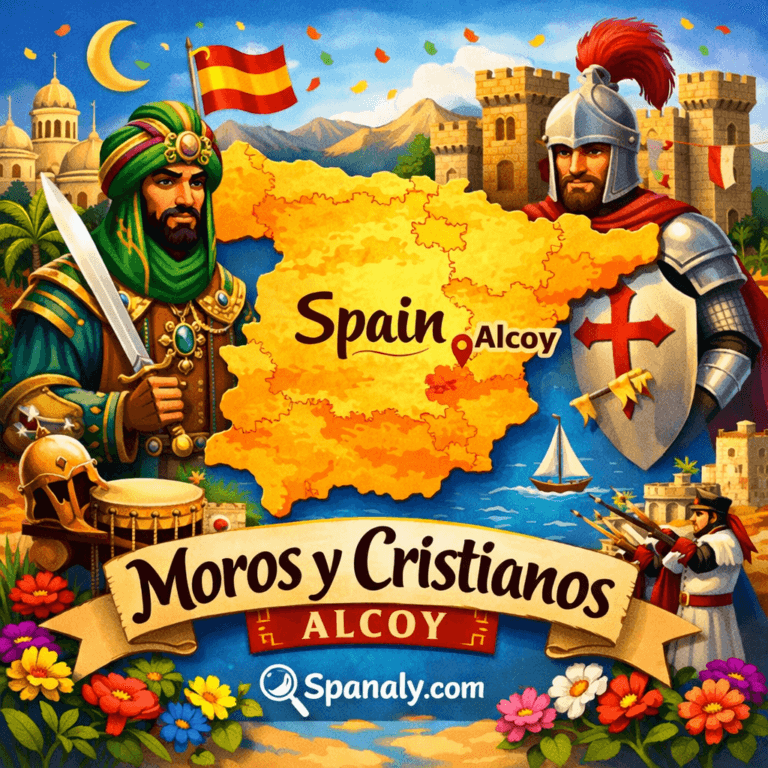 Historical parade reenactment of Moors and Christians in Alcoy - Epic Spanish battle festival