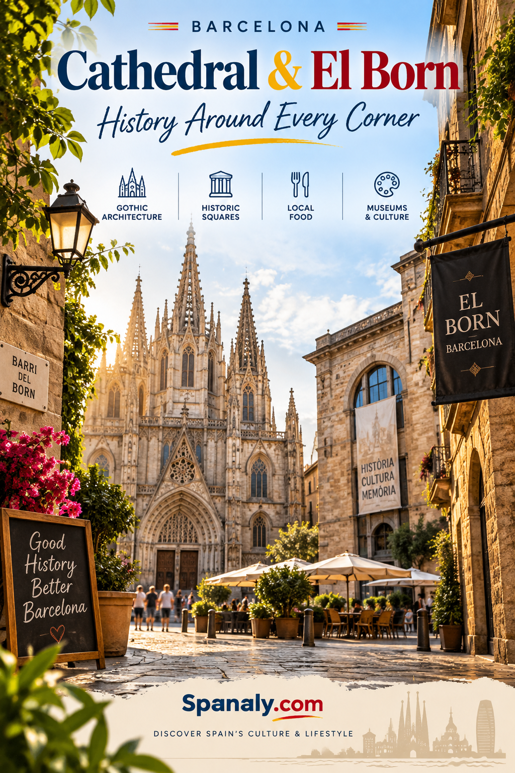 Barcelona Cathedral and El Born historic centre with Gothic architecture