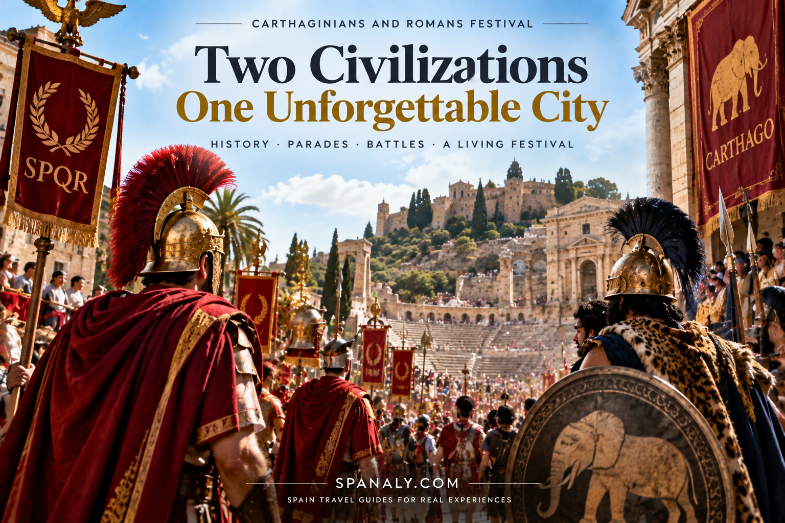 Carthaginians and Romans Festival in Cartagena with historical costumes, parades and festival celebrations
