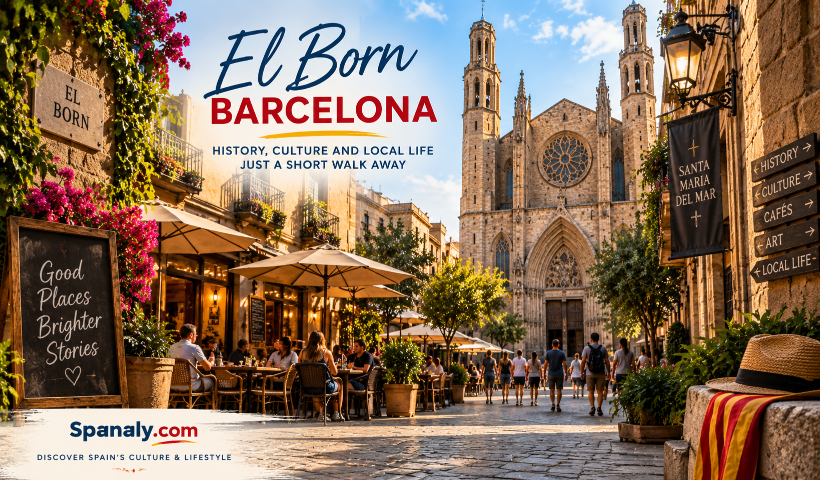 El Born Barcelona with Santa Maria del Mar and historic streets