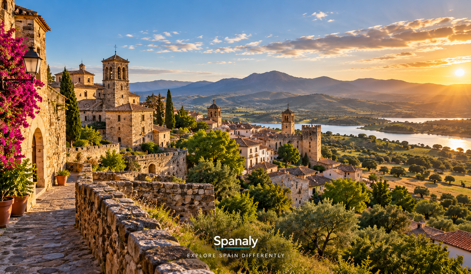 Historic Extremadura landscape with medieval cities and rural scenery