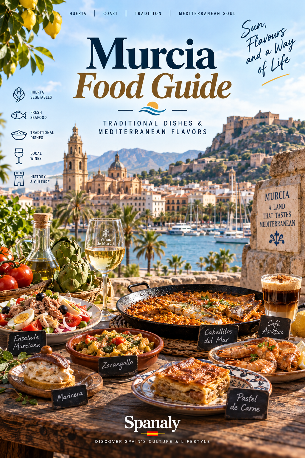 Murcia food guide featuring the huerta, Mediterranean coast, caldero and traditional tapas