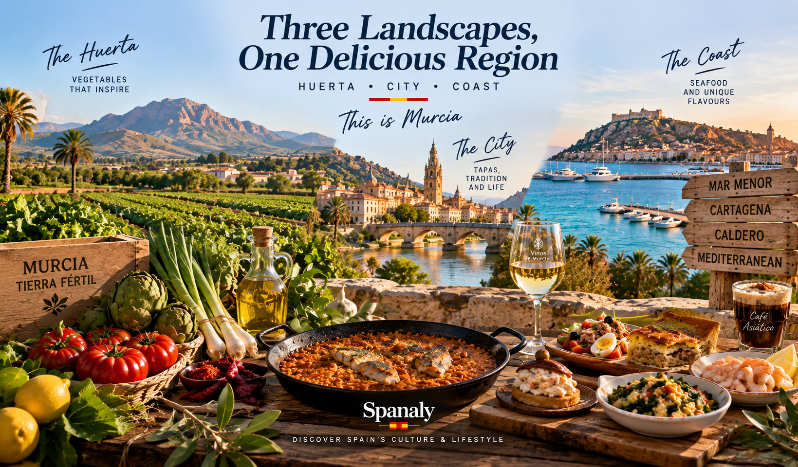 Murcia food landscape connecting huerta vegetables, caldero rice and Mediterranean ingredients
